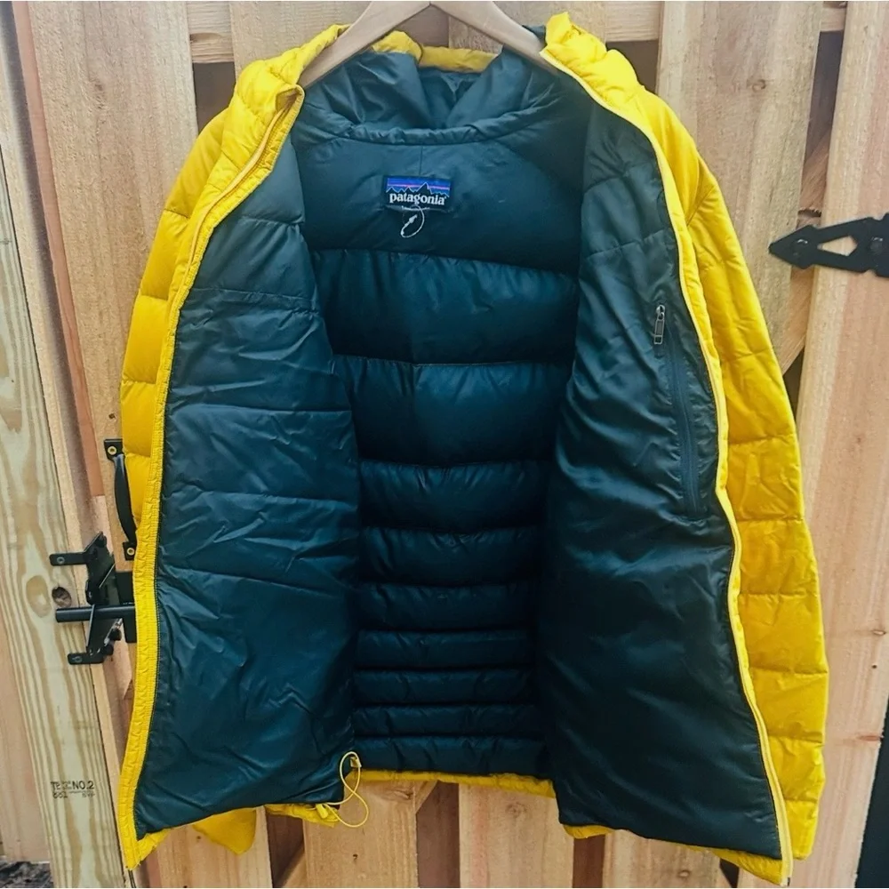 PATAGONIA MENS HI-LOFT DOWN SWEATER HOODY. L 600 DOWN 84902 DEADSTOCK SULFUR YEL - Picture 3 of 15